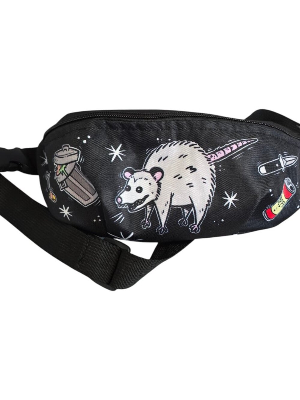 Tittybats Fancy Possum Fanny Pack Adjustable Waist Bag Black